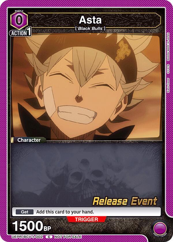 Asta UEPR/BCV-1-002 card from UE08BT: Black Clover Release Event Cards