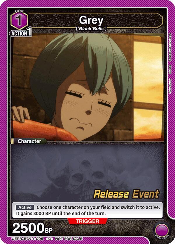 Grey UEPR/BCV-1-005 card from UE08BT: Black Clover Release Event Cards