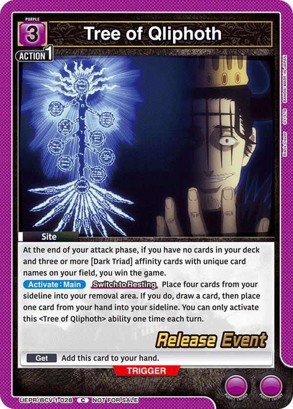 Tree of Qliphoth UEPR/BCV-1-028 card from UE08BT: Black Clover Release Event Cards