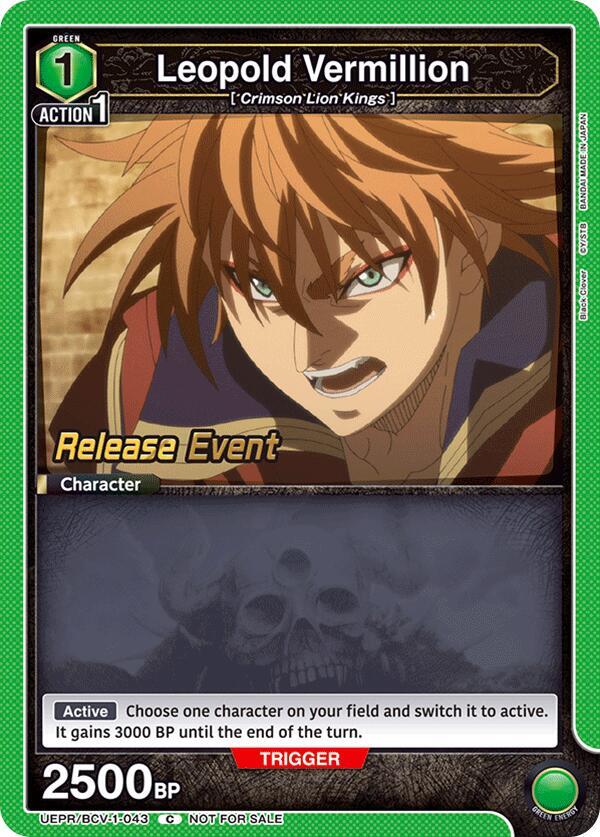 Leopold Vermillion UEPR/BCV-1-043 card from UE08BT: Black Clover Release Event Cards