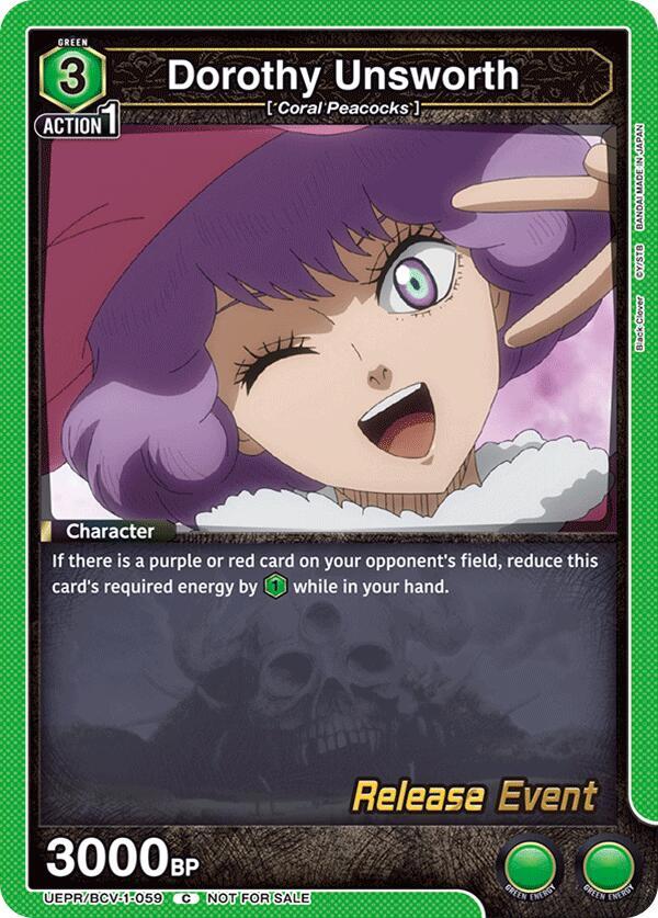 Dorothy Unsworth UEPR/BCV-1-059 card from UE08BT: Black Clover Release Event Cards