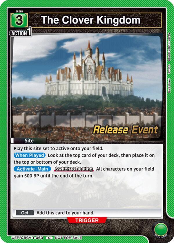 The Clover Kingdom UEPR/BCV-1-063 card from UE08BT: Black Clover Release Event Cards