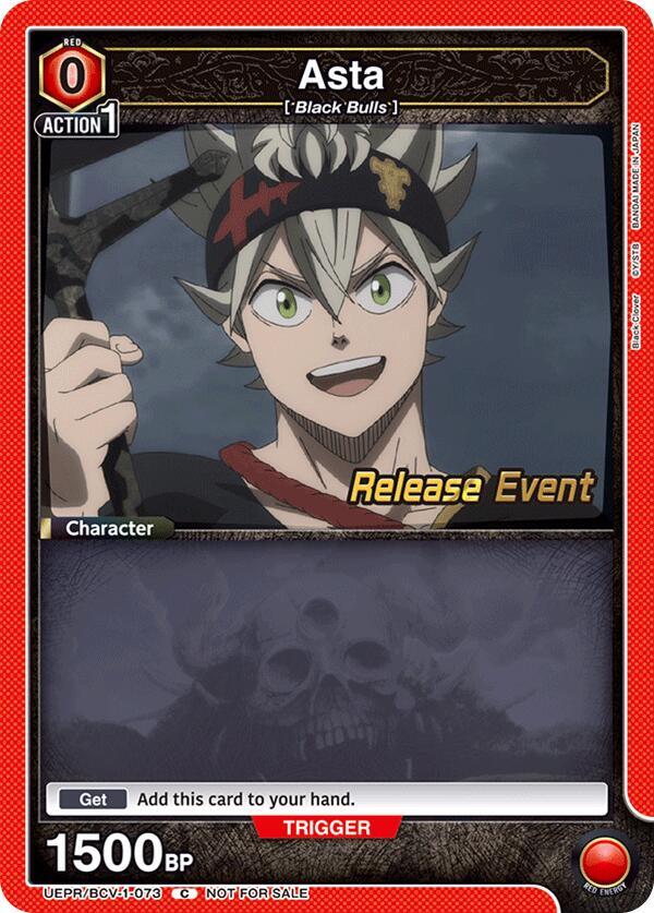Asta UEPR/BCV-1-073 card from UE08BT: Black Clover Release Event Cards