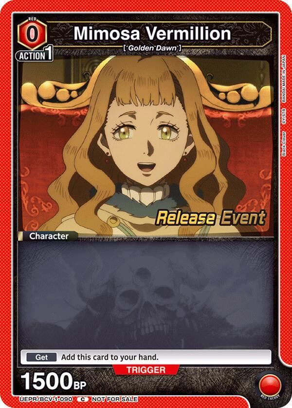 Mimosa Vermillion UEPR/BCV-1-090 card from UE08BT: Black Clover Release Event Cards