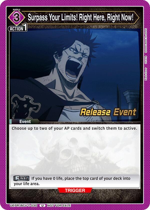 Surpass Your Limits! Right Here, Right Now! UEPR/BCV-1-030 card from UE08BT: Black Clover Release Event Cards