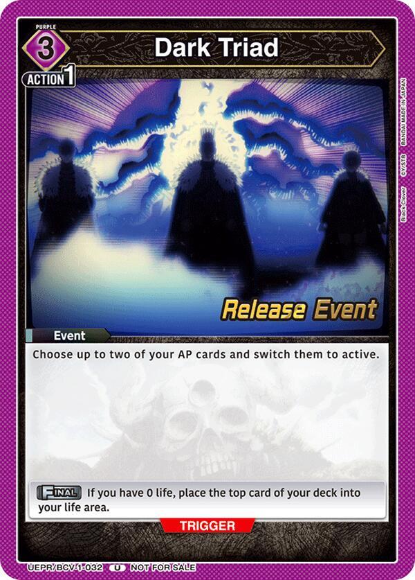 Dark Triad UEPR/BCV-1-032 card from UE08BT: Black Clover Release Event Cards