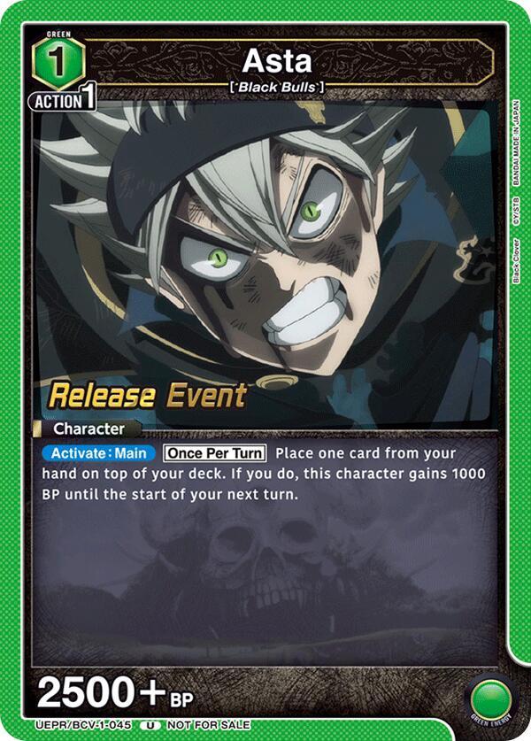 Asta UEPR/BCV-1-045 card from UE08BT: Black Clover Release Event Cards