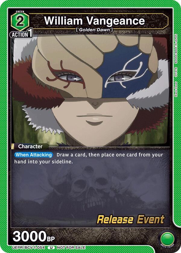 William Vangeance UEPR/BCV-1-054 card from UE08BT: Black Clover Release Event Cards