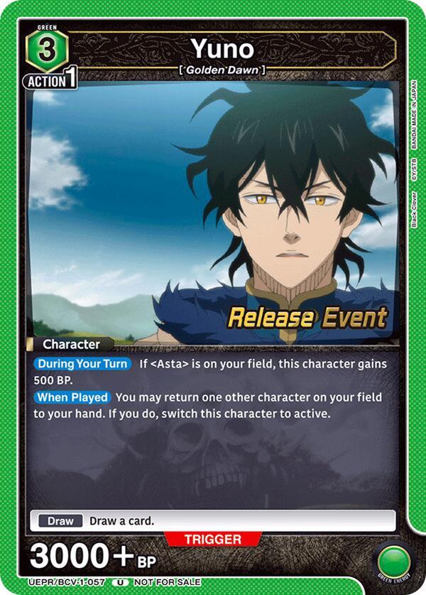 Yuno UEPR/BCV-1-057 card from UE08BT: Black Clover Release Event Cards