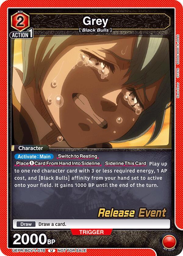 Grey UEPR/BCV-1-076 card from UE08BT: Black Clover Release Event Cards