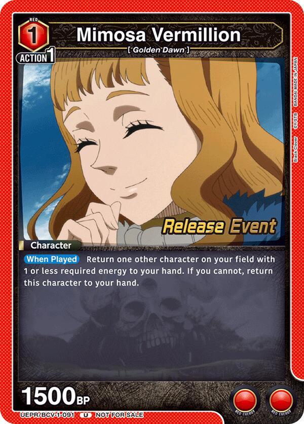 Mimosa Vermillion UEPR/BCV-1-091 card from UE08BT: Black Clover Release Event Cards