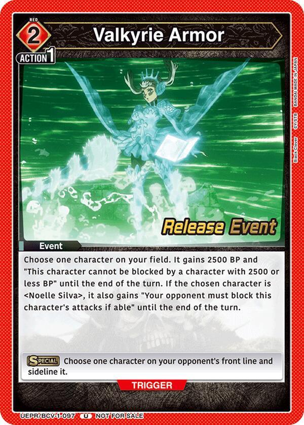 Valkyrie Armor UEPR/BCV-1-097 card from UE08BT: Black Clover Release Event Cards