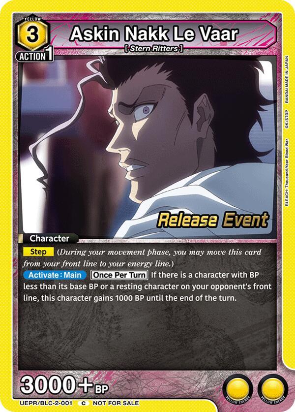 Askin Nakk Le Vaar UEPR/BLC-2-001 card from UEX01BT: BLEACH: Thousand-Year Blood War Vol.2 Release Event Cards