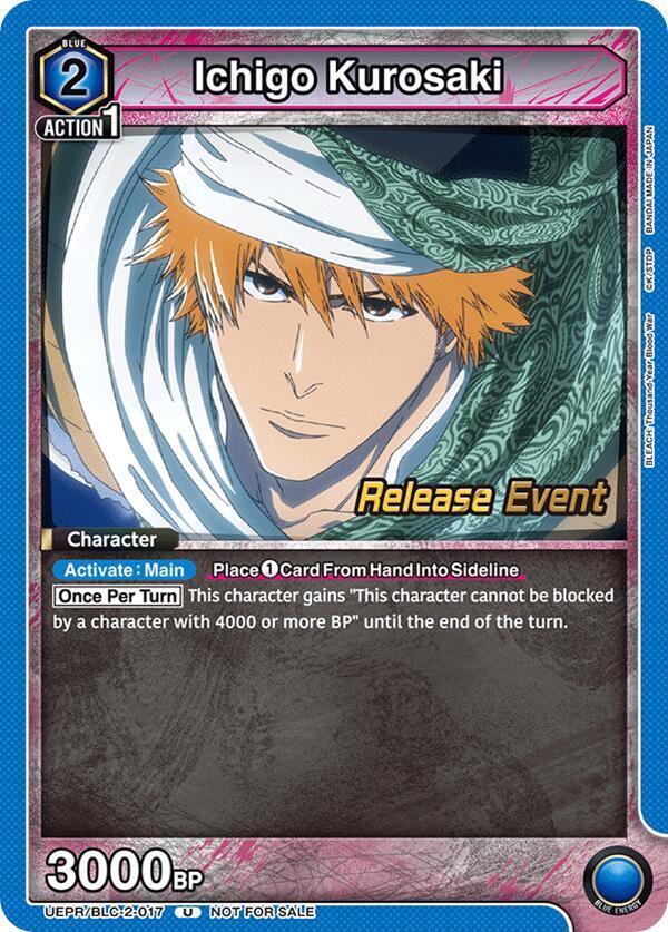 Ichigo Kurosaki UEPR/BLC-2-017 card from UEX01BT: BLEACH: Thousand-Year Blood War Vol.2 Release Event Cards