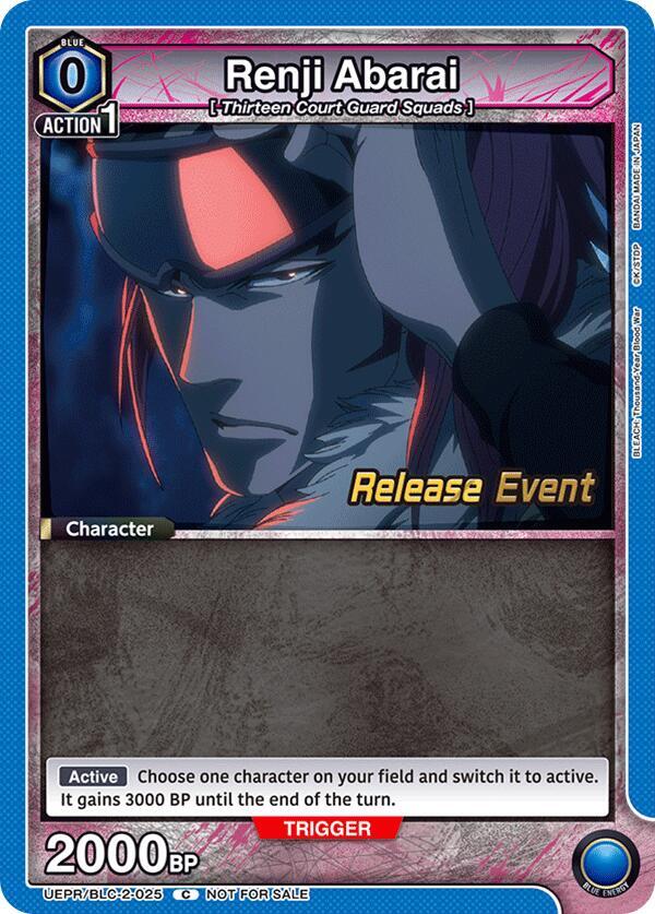 Renji Abarai UEPR/BLC-2-025 card from UEX01BT: BLEACH: Thousand-Year Blood War Vol.2 Release Event Cards