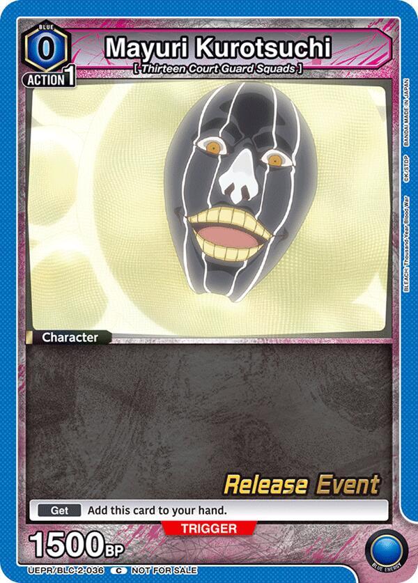 Mayuri Kurotsuchi UEPR/BLC-2-036 card from UEX01BT: BLEACH: Thousand-Year Blood War Vol.2 Release Event Cards