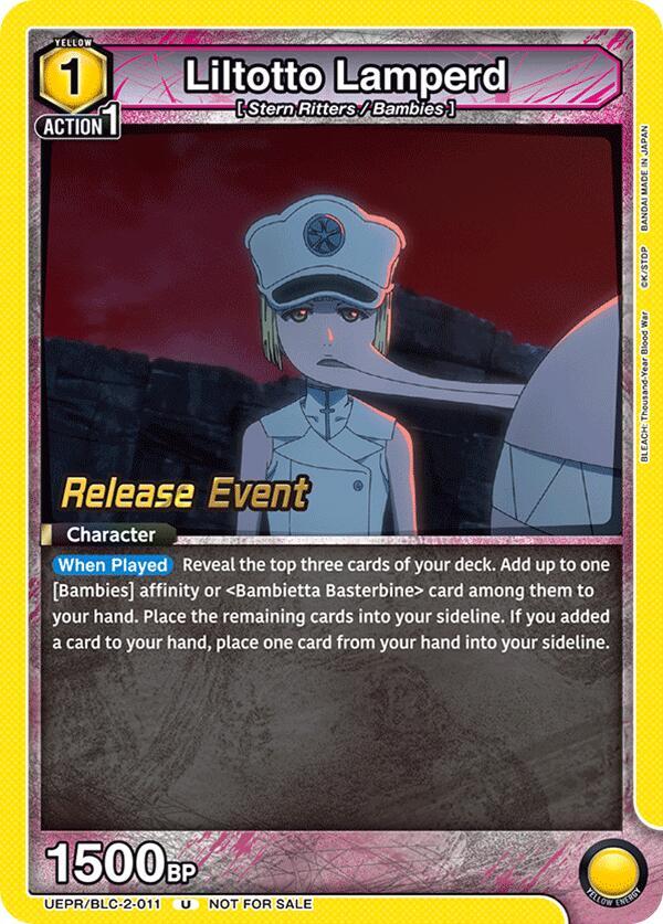Liltotto Lamperd UEPR/BLC-2-011 card from UEX01BT: BLEACH: Thousand-Year Blood War Vol.2 Release Event Cards