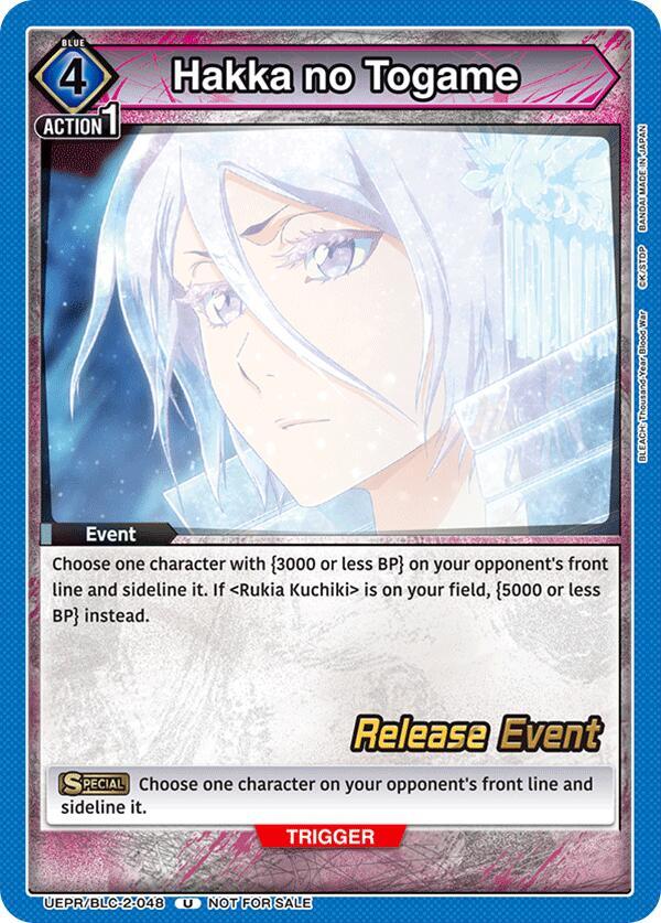 Hakka no Togame UEPR/BLC-2-048 card from UEX01BT: BLEACH: Thousand-Year Blood War Vol.2 Release Event Cards
