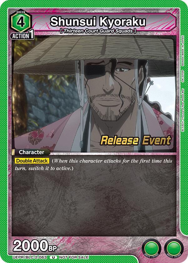Shunsui Kyoraku UEPR/BLC-2-063 card from UEX01BT: BLEACH: Thousand-Year Blood War Vol.2 Release Event Cards