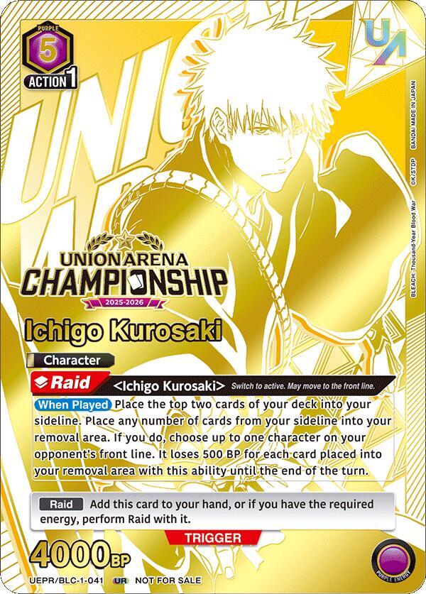 Ichigo Kurosaki (Regionals 25-26) UEPR/BLC-1-041 card from Union Arena Promotion Cards