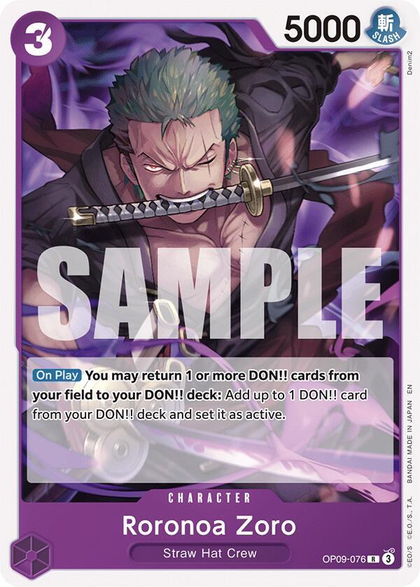 Roronoa Zoro (Reprint) OP09-076 card from Starter Deck 26: PURPLE/BLACK Monkey.D.Luffy