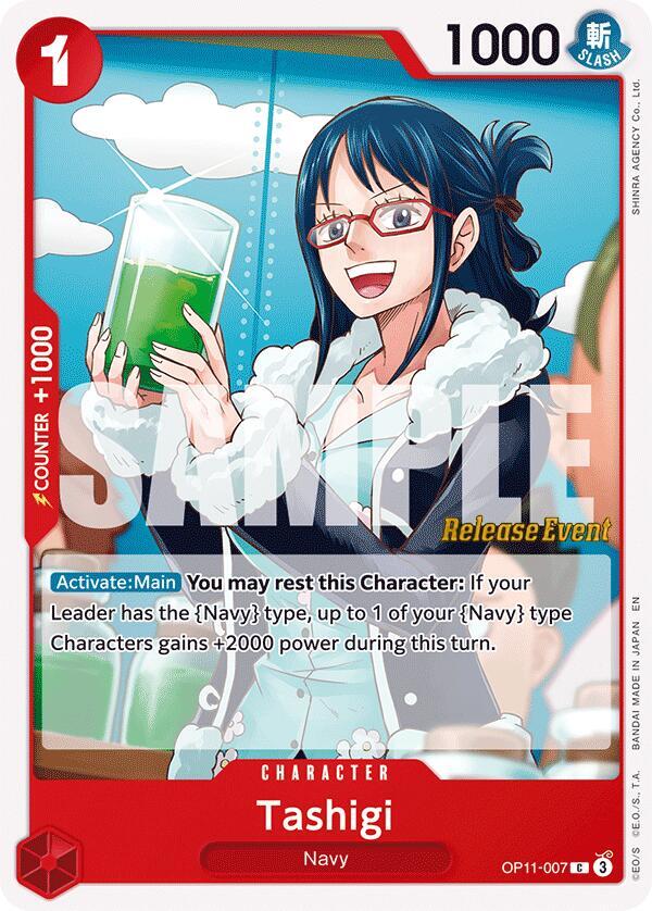 Tashigi OP11-007 card from A Fist of Divine Speed Release Event Cards