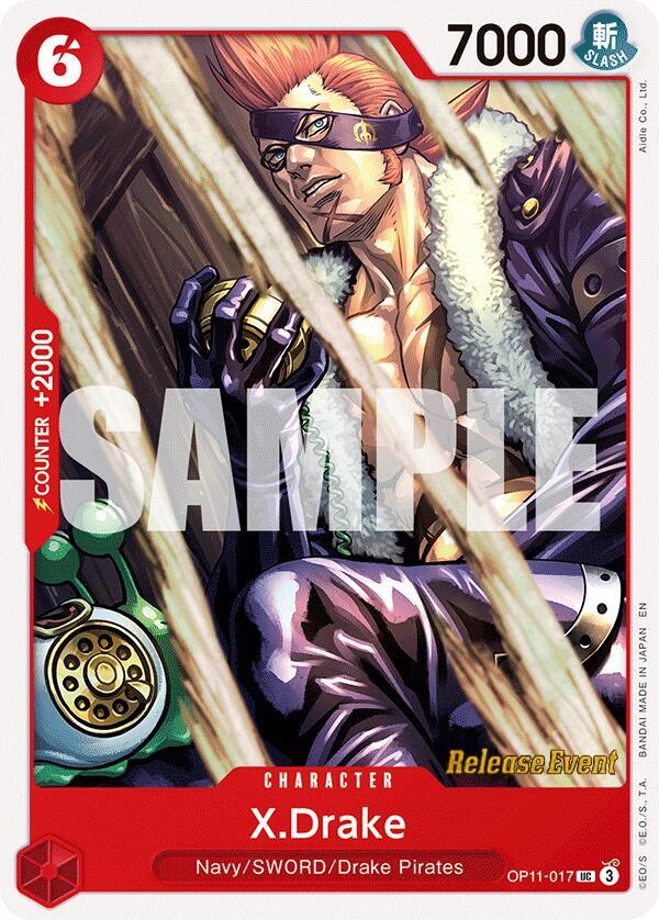 X.Drake OP11-017 card from A Fist of Divine Speed Release Event Cards