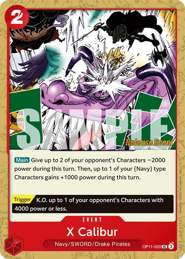 X Calibur OP11-020 card from A Fist of Divine Speed Release Event Cards
