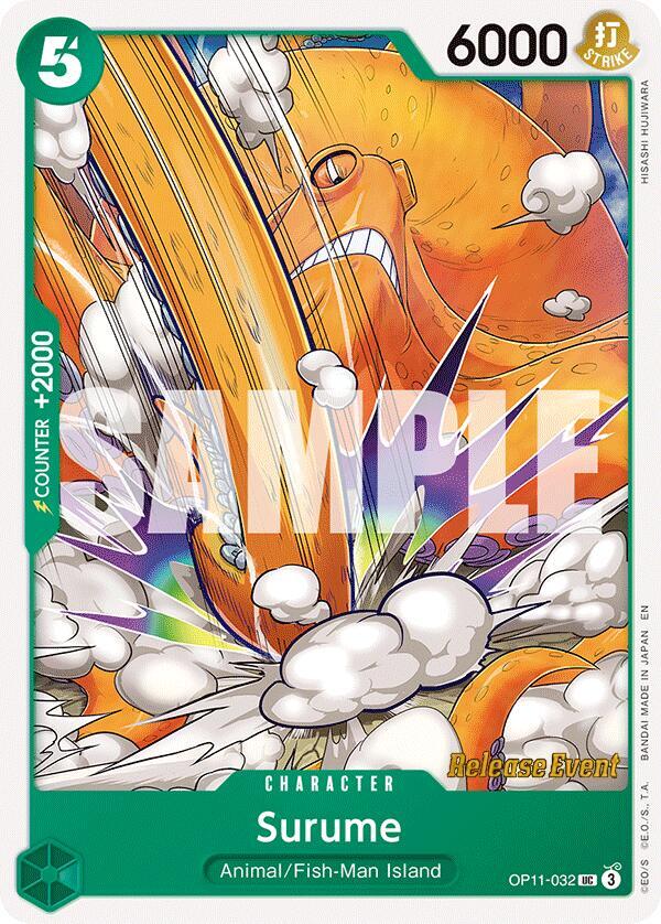 Surume OP11-032 card from A Fist of Divine Speed Release Event Cards