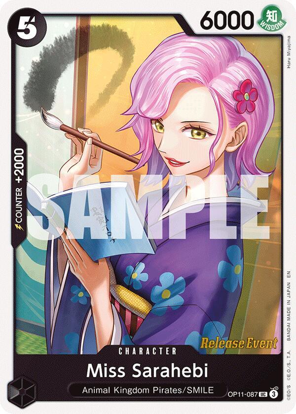 Miss Sarahebi OP11-087 card from A Fist of Divine Speed Release Event Cards