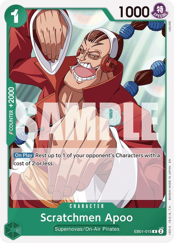 Scratchmen Apoo (Reprint) EB01-015 card from Starter Deck 24: GREEN Jewelry Bonney