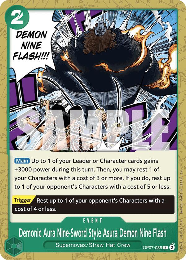 Demonic Aura Nine-Sword Style Asura Demon Nine Flash (Reprint) OP07-036 card from Starter Deck 24: GREEN Jewelry Bonney