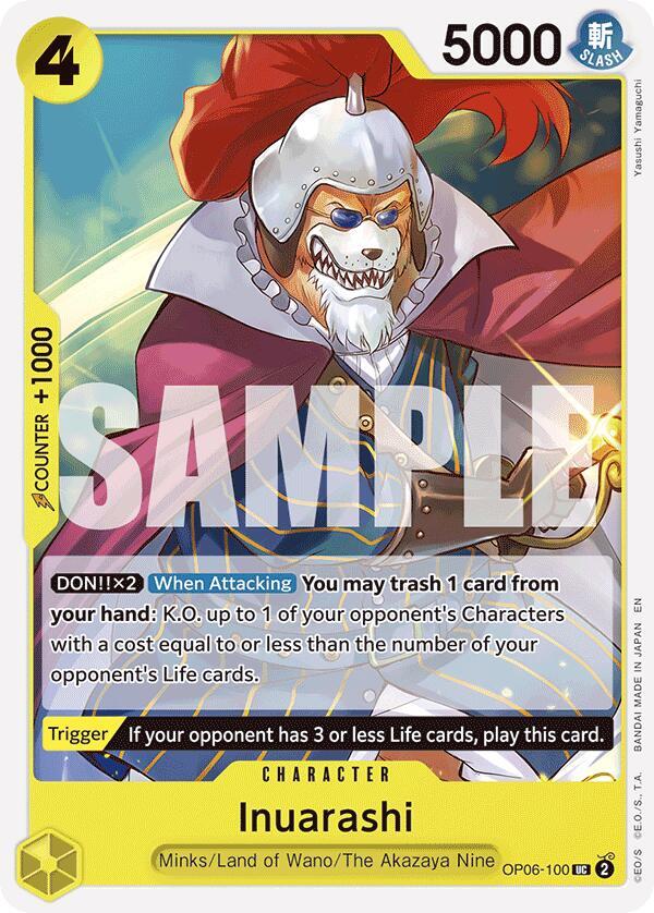 Inuarashi (Reprint) OP06-100 card from Starter Deck 28: GREEN/YELLOW Yamato
