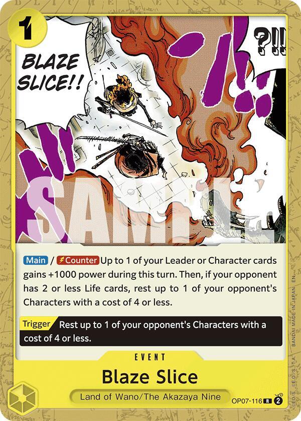Blaze Slice (Reprint) OP07-116 card from Starter Deck 28: GREEN/YELLOW Yamato