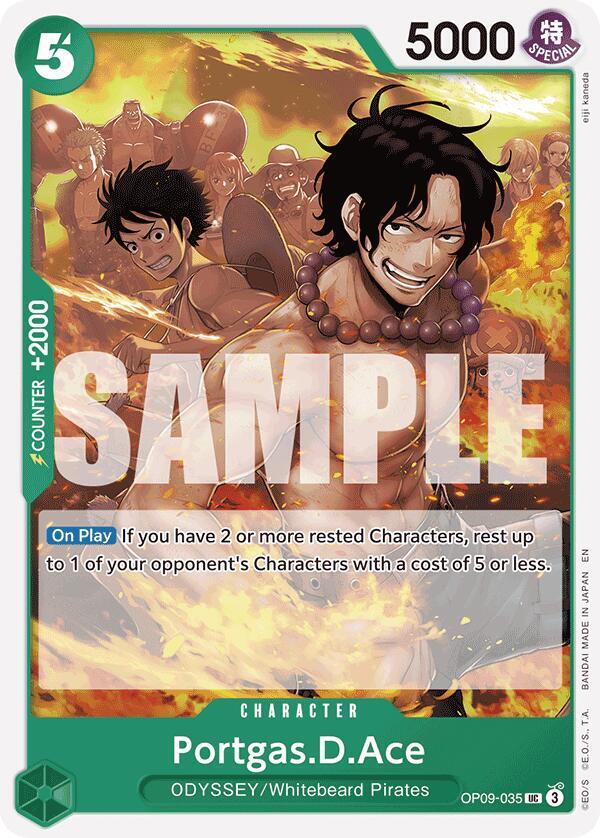 Portgas.D.Ace (Reprint) OP09-035 card from Starter Deck 28: GREEN/YELLOW Yamato