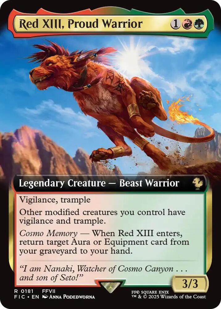 Red XIII, Proud Warrior (Extended Art) 181 card from Commander: FINAL FANTASY