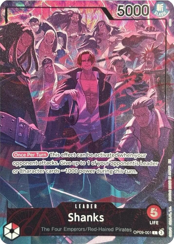 Shanks (English Version 2nd Anniversary Set) OP09-001 card from One Piece Promotion Cards