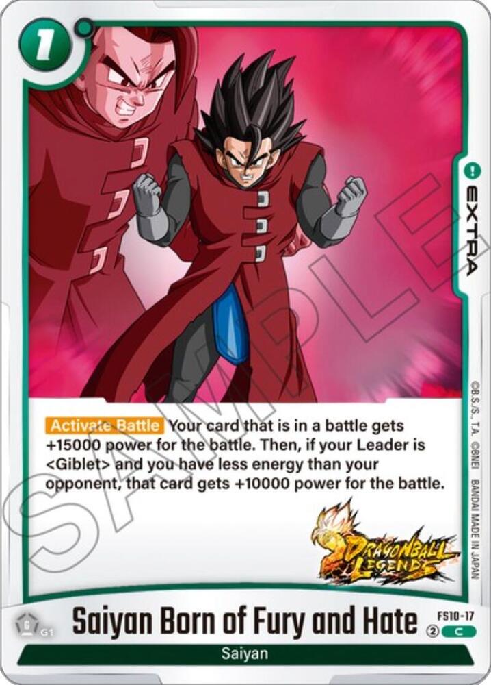 Saiyan Born of Fury and Hate FS10-17 card from Starter Deck 10: Giblet