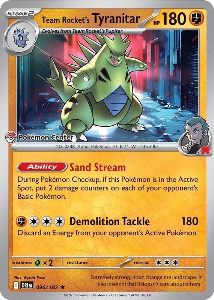 Team Rocket's Tyranitar (Pokemon Center Exclusive) 096/182 card from Miscellaneous Cards & Products