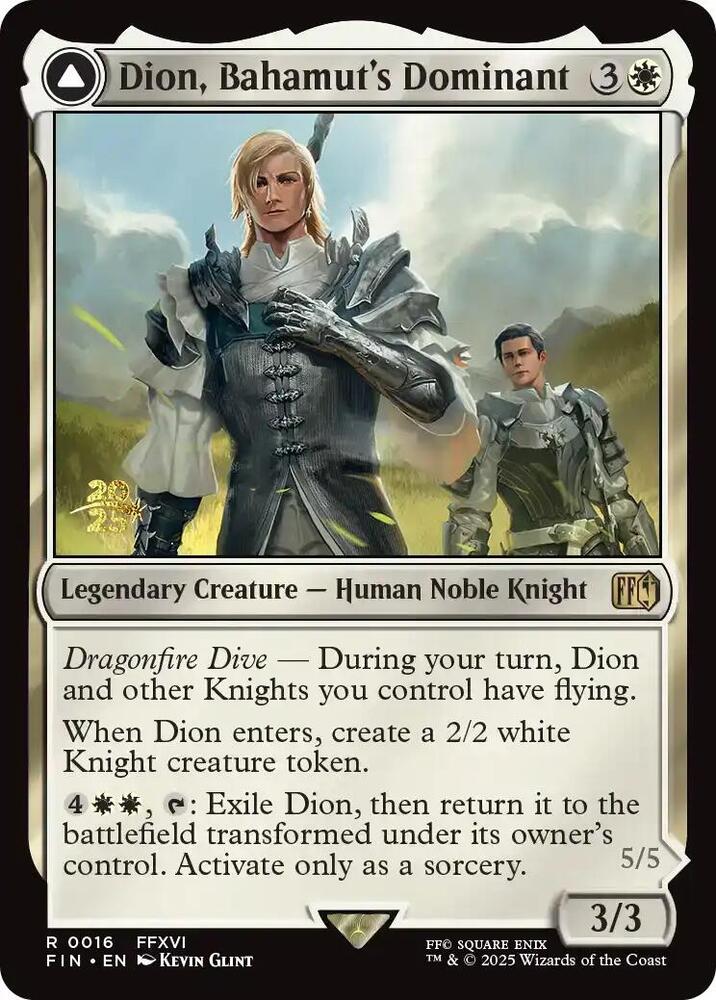 Dion, Bahamut's Dominant 16 card from Prerelease Cards