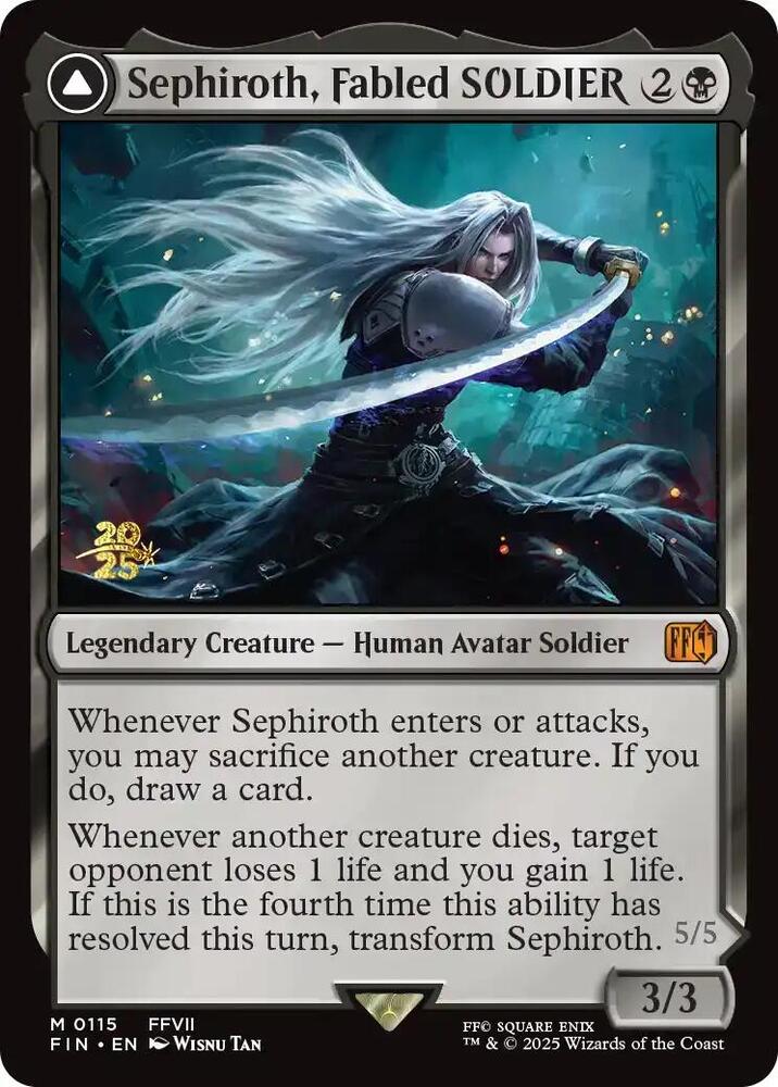 Sephiroth, Fabled SOLDIER 115 card from Prerelease Cards