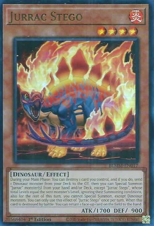 Jurrac Stego BLMM-EN017 card from Battles of Legend: Monster Mayhem