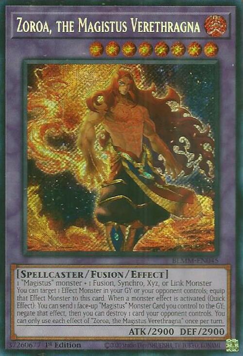 Zoroa, the Magistus Verethragna BLMM-EN045 card from Battles of Legend: Monster Mayhem