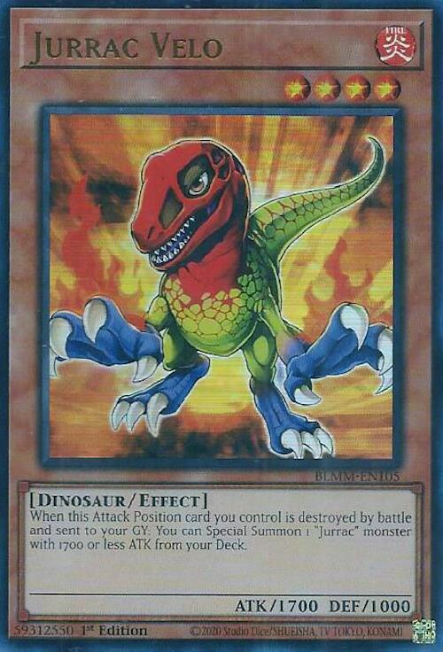 Jurrac Velo BLMM-EN105 card from Battles of Legend: Monster Mayhem