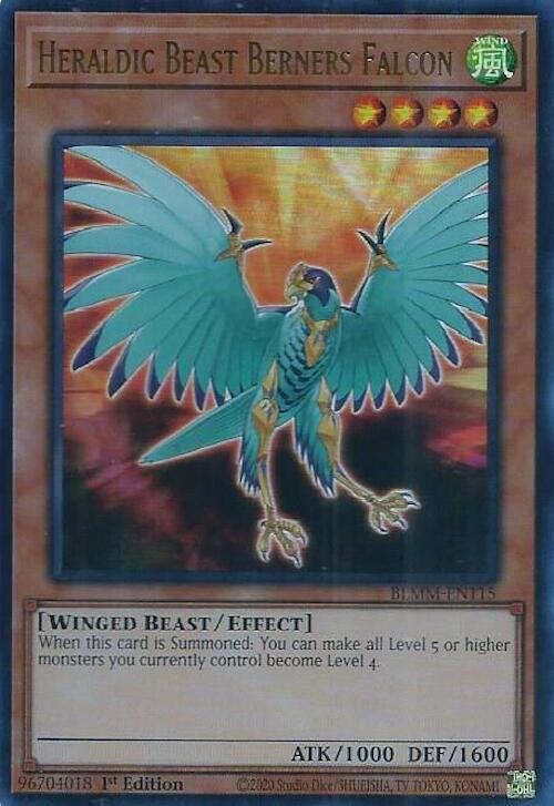 Heraldic Beast Berners Falcon BLMM-EN115 card from Battles of Legend: Monster Mayhem