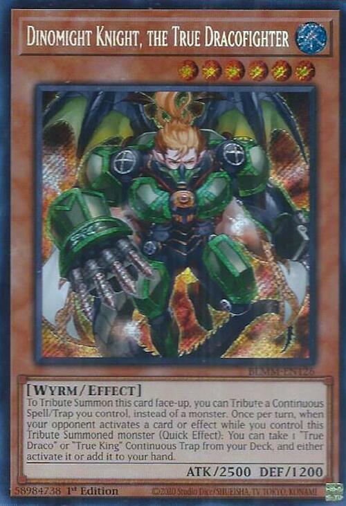 Dinomight Knight, the True Dracofighter BLMM-EN126 card from Battles of Legend: Monster Mayhem