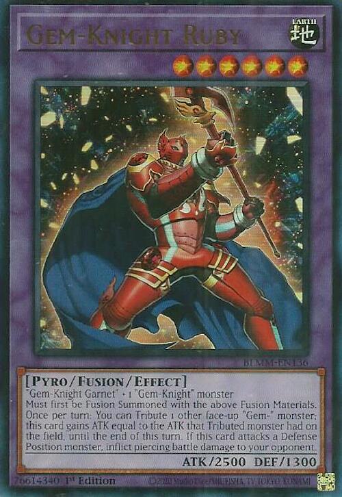 Gem-Knight Ruby BLMM-EN136 card from Battles of Legend: Monster Mayhem