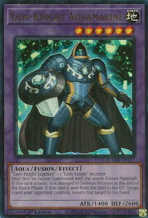 Gem-Knight Aquamarine BLMM-EN137 card from Battles of Legend: Monster Mayhem
