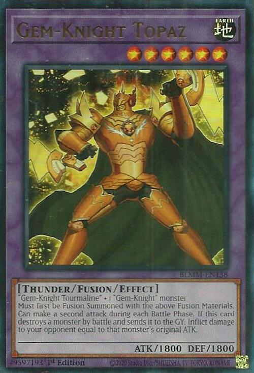 Gem-Knight Topaz BLMM-EN138 card from Battles of Legend: Monster Mayhem