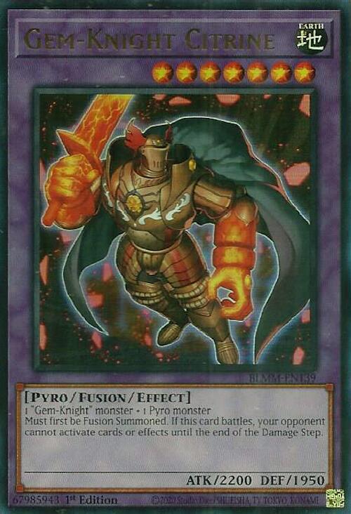 Gem-Knight Citrine BLMM-EN139 card from Battles of Legend: Monster Mayhem
